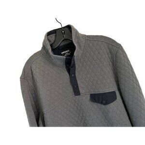 UNTUCKit 1/4 Zip Grey Carufe Quilted Pullover Snap Sweater Size Large